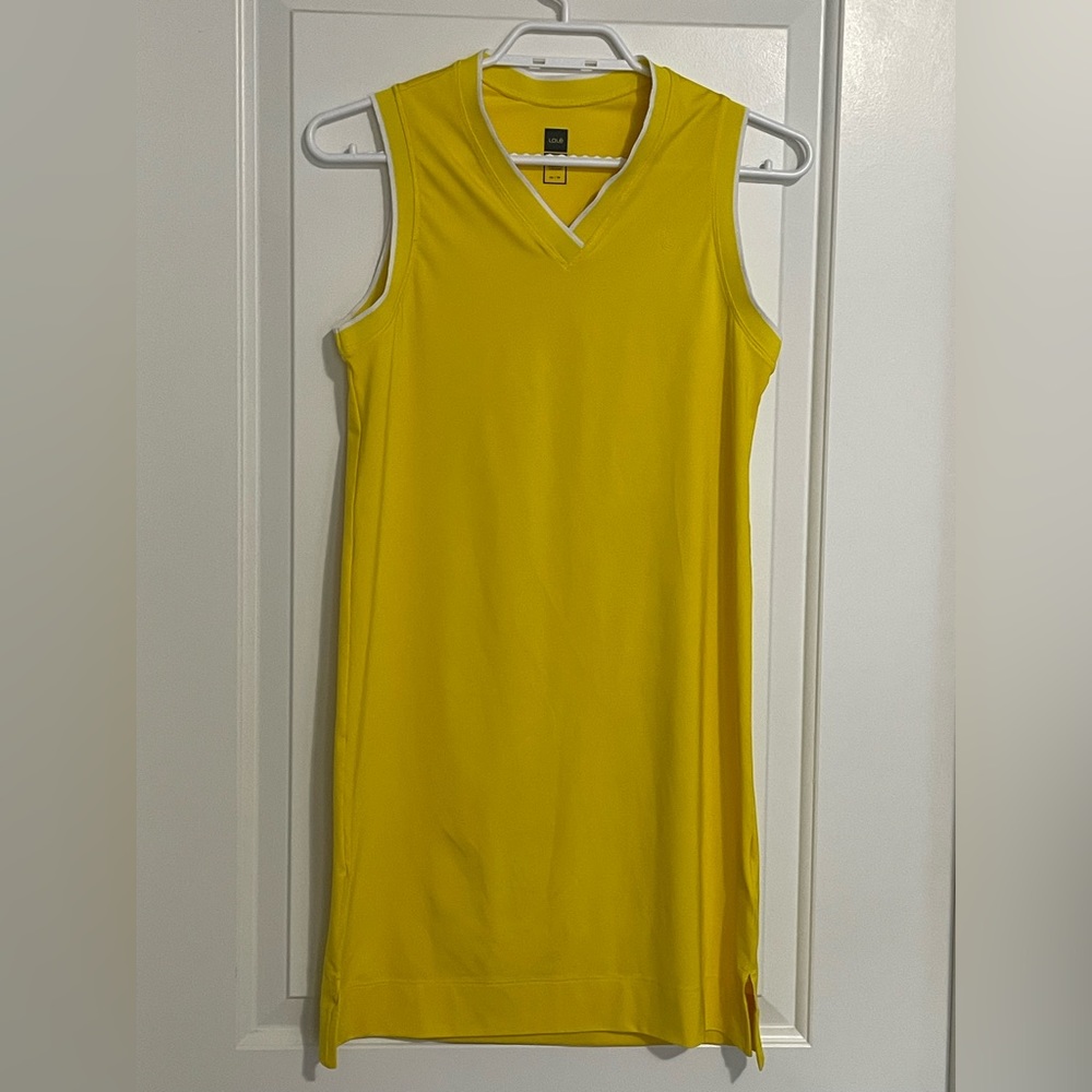 LOLE Cross Court Yellow Sleeveless V Neck Athletic Tennis Dress size XS